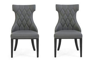 SOPHIA GREY FAUX LEATHER DINING CHAIRS - PAIRS - RRP £490: LOCATION - B3