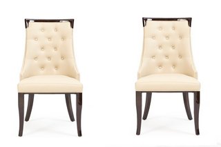 FRANCESCA CREAM FAUX LEATHER DINING CHAIRS - PAIRS - RRP £430: LOCATION - B4