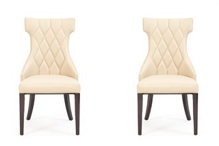 SOPHIA CREAM FAUX LEATHER DINING CHAIRS - PAIRS - RRP £490: LOCATION - B4