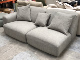 LOAF.COM SQUISHBLOCK RIGHT ARM SOFA SECTION TO INCLUDE SQUISHBLOCK ARMLESS LOVESEAT IN GRANDPA'S TROUSERS CLEVER WOOLLY FABRIC RRP - £2050: LOCATION - C2