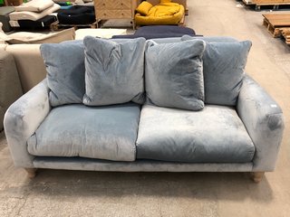 LOAF.COM MEDIUM BEAR HUG SOFA IN WINTER SKY CLEVER VELVET RRP - £1895: LOCATION - C2