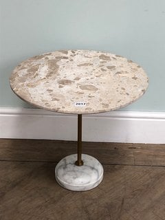 (COLLECTION ONLY) FLEET SIDE TABLE LARGE/LOW IN KAPRI MARBLE RRP - £450: LOCATION - D1