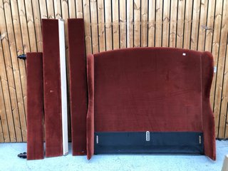 RIVAS BED IN VELVET RUST SIZE : 150CM (MISSING SLATTS): LOCATION - D2 (KERBSIDE PALLET DELIVERY)