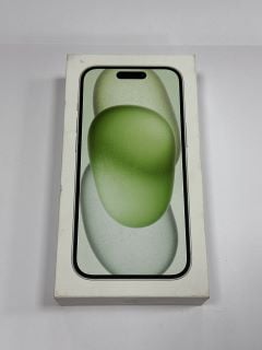 APPLE IPHONE 15 128 GB SMARTPHONE (ORIGINAL RRP - £799) IN GREEN: MODEL NO A3090 (WITH BOX & ALL ACCESSORIES) [JPTM119259] (SEALED UNIT) THIS PRODUCT IS FULLY FUNCTIONAL AND IS PART OF OUR PREMIUM TE