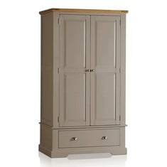 ST IVES NATURAL OAK AND LIGHT GREY PAINTED DOUBLE WARDROBE - ITEM NO. ALC022 - RRP £950 (KERBSIDE PALLET DELIVERY)