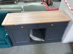 ETON 2 DRAWER 3 DOOR SIDEBOARD IN NAVY BLUE PAINT / NATURAL