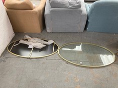 HUDSON COFFEE TABLE IN BLACK / GOLD WITH GLASS TOP