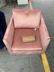 SQUARE HIGHBACK CHAIR IN BLUSH PINK VELVET