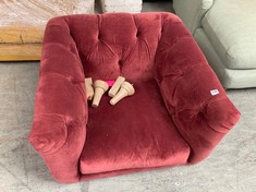 HIGHBACK ARMCHAIR IN DAMSON WITH BUTTON EFFECT