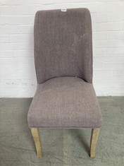 DARK GREY FABRIC DINING CHAIR WITH WOODEN LEGS