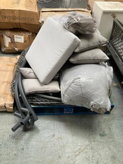 DARK GREY GARDEN FURNITURE WITH CUSHIONS (PART) (KERBSIDE PALLET DELIVERY)