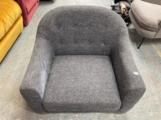 DARK GREY FABRIC ARMCHAIR WITH BUTTON EFFECT