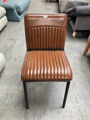 DARK BROWN LEATHER DINING CHAIR WITH BLACK LEGS