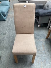 CREAM FABRIC DINING CHAIR WITH NATURAL WOODEN LEGS