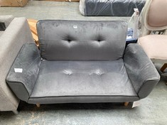 SMALL 2 SEATER CUDDLE CHAIR IN DARK GREY VELVET