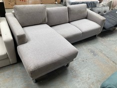 3 SEATER SOFA WITH CHAISE END IN LIGHT GREY FABRIC