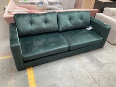 3 SEATER DARK GREEN VELVET SOFA WITH BUTTON EFFECT