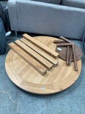 4 SEATER OAK CIRCULAR TABLE TO INCLUDE WALNUT SIDE TABLE