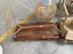 TATE CONSOLE TABLE IN DARK WOOD / BRASS LEGS