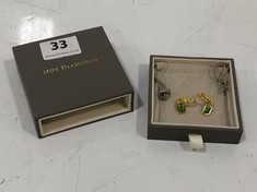 HOT DIAMONDS HD GEM RECTANGLE EARRINGS - GOLD/GREEN - RRP £130