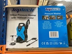 2 X TOPTECH 105BAR PRESSURE WASHER WITH 1400WATT MOTOR - TOTAL LOT RRP £120