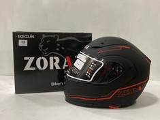 ZORAX HELMETS SAFARI MOTORCYCLE HELMET IN MATT BLACK/RED - SIZE L