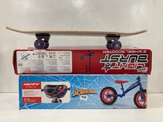 3 X ASSORTED KIDS ITEMS TO INCLUDE HUFFY SPIDER-MAN 12'' BALANCE BICYCLE IN RED/BLUE