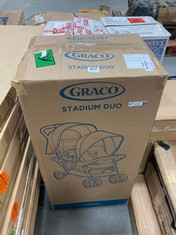 GRACO STADIUM DUO DOUBLE STROLLER IN BLACK / GREY - RRP £160