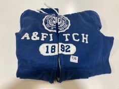 ABERCROMBIE & FITCH FULL ZIP HOODIE IN BLUE/WHITE SIZE M