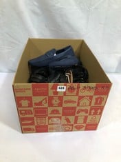 BOX OF APPROX 11 X ADULT FOOTWEAR ITEMS TO INCLUDE JACAMO BLUE SUEDE SHOES SIZE UK14