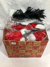 BOX OF ASSORTED FANCY DRESS ITEMS TO INCLUDE PINK SUPERHERO OUTFIT