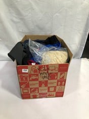 BOX OF ASSORTED ITEMS TO INCLUDE BLACK JEANS
