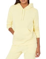QTY OF ITEMS TO INLCUDE BOX OF APPROX 30 X ASSORTED WOMEN’S CLOTHING TO INCLUDE ESSENTIALS WOMEN'S FLEECE PULLOVER HOODIE (AVAILABLE IN PLUS SIZE), LIGHT YELLOW, L, ESSENTIALS WOMEN'S STRETCH PULL-ON