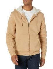 QTY OF ITEMS TO INLCUDE BOX OF APPROX 14 X ASSORTED CLOTHING TO INCLUDE ESSENTIALS MEN'S SHERPA-LINED FULL-ZIP FLEECE HOODIE, CAMEL HEATHER, XXL, ESSENTIALS MEN'S SHERPA-LINED FULL-ZIP FLEECE HOODIE,