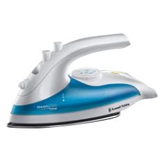 QTY OF ITEMS TO INLCUDE BOX OF APPROX 30 X ASSORTED ITEMS TO INCLUDE RUSSELL HOBBS DUAL VOLTAGE STEAM GLIDE TRAVEL IRON, 80ML WATER TANK, STAINLESS STEEL SOLEPLATE, WATER SPRAY, VARIABLE TEMP & STEAM