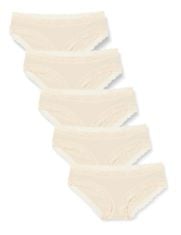 17 X IRIS & LILLY WOMEN'S COTTON AND LACE HIPSTER KNICKERS, PACK OF 5, LIGHT BEIGE, 10.