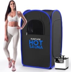 1 X RUNITUDE PORTABLE SAUNA STEAM TENT | FULL SIZE HOME PERSONAL SAUNA STEAM DETOX ROOM | INFRARED TOUCHSCREEN 1000W 2.6 LITRE GENERATOR