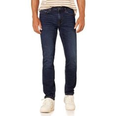 QTY OF ITEMS TO INLCUDE 23 X MIXED SIZES ESSENTIALS MEN'S SLIM-FIT JEANS, DARK BLUE VINTAGE, 28W / 30L, ESSENTIALS MEN'S SLIM-FIT JEANS, DARK BLUE VINTAGE, 28W / 30L.