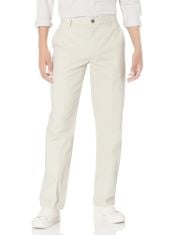 8 X ESSENTIALS MEN'S CLASSIC-FIT WRINKLE-RESISTANT FLAT-FRONT CHINO TROUSER (AVAILABLE IN BIG & TALL), STONE, 29W / 28L.