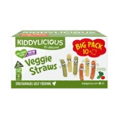 28 X KIDDYLICIOUS VEGGIE STRAWS BOX - DELICIOUS SNACKS FOR KIDS - SUITABLE FOR 9+ MONTHS - 10 PACKS.