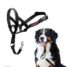 QTY OF ITEMS TO INLCUDE 20 X ASSORTED DOG LEADS TO INCLUDE HALTI HEADCOLLAR SIZE 5 BLACK, UK BESTSELLING DOG HEAD HARNESS TO STOP PULLING ON THE LEAD, EASY TO USE, PADDED NOSE BAND, ADJUSTABLE & REFL
