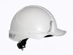 8 X SILENT SL1432 INDUSTRIAL SAFETY HELMET, CONSTRUCTION HARD HAT, VENTILATED, 6 POINT HARNESS, BASIC WHEEL ADJUSTMENT, REFLECTIVE, EN 397 & A1 CERTIFIED (WHITE).