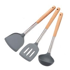 15X  LAIBUY PACK OF 3 KITCHEN UTENSIL SET, NON STICK SLOTTED KITCHEN TOOLS, HIGH HEAT RESISTANT BPA FREE SILICONE COOKING KITCHEN UTENSILS, IDEAL COOKWARE FOR FISH, EGGS, PANCAKES RRP £155: LOCATION