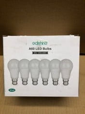 QUANTITY OF ASSORTED ITEMS TO INCLUDE EDISHINE 6 PACK DIMMABLE BAYONET LIGHT BULB, WARM WHITE 2700K, 9W LED BULB, 60W INCANDESCENT EQUIVALENT, BC GLS A60 ENERGY SAVING LIGHT BULB, B22 BULB FOR TABLE