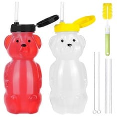 QUANTITY OF ASSORTED ITEMS TO INCLUDE BUDDING BEAR HONEY BEAR STRAW CUP (2 PACK) - 230ML STRAW CUPS FOR TODDLERS 1-3 - BABIES EASY-GRIP BEAR SIPPY CUP WITH STRAW - BABY BOTTLE WITH STRAW FOR JUICE -