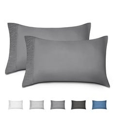 41 X WELTRXE BEDDING PILLOWCASE, 2 PACK 50X75CM PILLOW CASES, STANDARD SIZE DARK GREY PILLOW COVER WITH ENVELOPE CLOSURE, SOFT BRUSHED MICROFIBER, WRINKLE RESISTANT, BREATHABLE COZY BED PILLOW CASE -