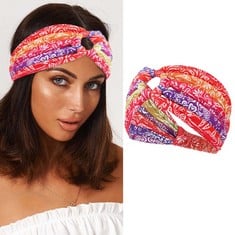 QUANTITY OF ASSORTED ITEMS TO INCLUDE ZOESTAR BOHO HEADBAND FLOWER PRINTED HEAD SCARVES TWISTED KNOTTED HAIR BAND WIDE TURBAN HEAD WRAPS FOR WOMEN AND GIRLS,PACK OF 1 (D): LOCATION - B