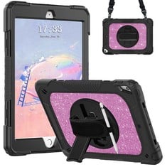 13 X FANSONG IPAD 9TH 8TH 7TH CASE, COVER FOR IPAD 10.2 INCH KIDS GLITTER WITH 360° STAND HANDLE SHOULDER STRAP PENCIL HOLDER SHOCKPROOF HEAVY DUTY FOR APPLE TABLETS IPAD 9 2021 8 2020 7 2019 (PURPLE