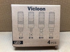 QUANTITY OF ASSORTED ITEMS TO INCLUDE VICLOON E14 LED CORN BULBS, 4 PCS E14 LED LIGHT BULBS 12W EQUIVALENT TO 100W HALOGEN BULBS, 6000K WHITE, 1400LM NO FLICKER NO DIMMABLE, AC 175-265V RRP £355: LOC