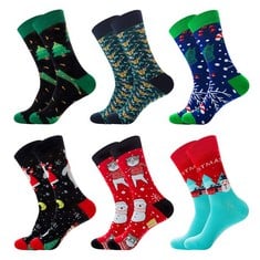 QUANTITY OF ASSORTED ITEMS TO INCLUDE LZYMSZ 6 PAIRS COLOURFUL MENS CHRISTMAS SOCKS, FANCY FUNNY CALF SOCKS FOR MEN WOMEN, CHRISTMAS NOVELTY DESIGN SOCKS(SIZE: 6-11): LOCATION - C
